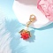 Flower Angel Glass & Acrylic Pendant Decorations, with 304 Stainless Steel Lobster Claw Clasps, Red, 38.5mm