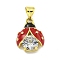 Rack Plating Brass Micro Pave Clear Cubic Zirconia with Enamel Pendant, Cadmium Free & Lead Free, Long-Lasting Plated, Ladybugs, Real 18K Gold Plated, 16x12.5x5mm, Hole: 5x3.5mm