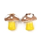 Handmade Lampwork Enamel Beads, Hand Drawn Beads, Mushroom, Yellow, 17.5~18.5x15~15.5mm, Hole: 1.2mm