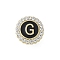 Letter Enamel Pins, Alloy Brooches for Backpack Clothes, with Clear Cubic Zirconia , Letter G, 17.8x17mm