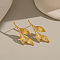 Stainless Steel Leaf Stud Earrings, Real 18K Gold Plated, 42x17.4mm