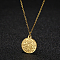 Stylish 304 Stainless Steel Flat Round Coin Pendant Necklaces for Women Daily Wear, Golden