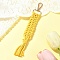 Hand-woven Cotton Pendant Decoration, with Alloy Swivel Lobster Claw Clasps, Yellow, 205mm