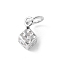 925 Sterling Silver Dice Charms, with Jump Rings, Platinum, 9.5x5.5x4.5mm, Hole: 3.5mm