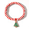Christmas 304 Stainless Steel Enamel Charm Bracelets, Polymer Clay Heishi Beads Stretch Bracelets for Women, Green, Christmas Tree, 6.89 inch(17.5cm)