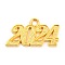 Alloy Numbers Pendants, 2024 Charm, Golden, 18x31.5x1.8mm, Hole: 3mm