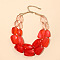 Faceted Teardrop Resin Beaded Double Layer Necklaces for Women, with Alloy End Chains, Golden, Red, 12.60 inch(32cm)