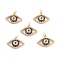 Brass Micro Pave Cubic Zironia Pendants, Long-Lasting Plated, Lead Free & Nickel Free & Cadmium Free, Eye, Real 18K Gold Plated, 13.5x19.5x3.5mm, Hole: 3.6mm