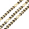 Handmade Brass Enamel Oval Link Chains, wiht Spool, Long-Lasting Plated, Soldered, Lead Free & Cadmium Free, Real 18K Gold Plated, Black, 4.5~6x2.5~3x0.5~0.6mm