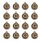 Alloy Pendant Cabochon Settings, For Enamel, Cadmium Free & Lead Free, Flat Round with Letter, Antique Bronze, Letter.G, 14x12x2mm, Hole: 1.5mm