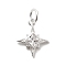 925 Sterling Silver Pave Clear Cubic Zirconia Star Charms, with Jump Rings and 925 Stamp, Silver, 12.5x10.5x2mm, Hole: 3.5mm