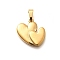 304 Stainless Steel Pendants, Heart Charm, Real 18K Gold Plated, 19x18x3mm, Hole: 5.5x3mm