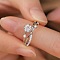 Retro Brass Micro Pave Clear Cubic Zirconia Finger Rings for Women, Imitation Crossed Star Orbits, Platinum, Inner Diameter: Adjustable