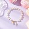 Round Imitation Pearl Acrylic Beaded Charm Bracelets for Women, with Natural Cultured Freshwater Pearl Beads, Seashell Color, Inner Diameter: 2 inch(5.2cm)