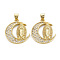 Brass Micro Pave Cubic Zirconia Pendants, Nickel Free, Moon with Virgin, Real 16K Gold Plated, 23.5x21x3.5mm, Hole: 3x5mm