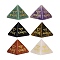 6Pcs Natural Obsidian &  Red Jasper & Amethyst & Tiger Eye & Rose Quartz & Green Aventurine Orgonite Pyramid Display Decorations, with Symbole, Figurine Home Decoration, Reiki Energy Stone for Healing, 30.5x30.5x24.5mm