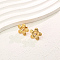 Elegant Stainless Steel Flower Stud Earrings, with Imitation Pearl, Real 18K Gold Plated, 20mm