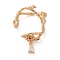 Brass Micro Pave Cubic Zirconia Findings, Cadmium Free & Lead Free, Rack Plating, Long-Lasting Plated, Golden, 37x25x10.5mm