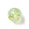 Transparent Resin Enamel Beads, Round with Firework, with Paillette, Green Yellow, 14.5x1mm