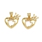 Brass Micro Pave Cubic Zirconia Pendants, Heart Crown Charms, Rack Plating, Long-Lasting Plated, Lead Free & Cadmium Free, Real 18K Gold Plated, 17.5x19x4.5mm, Hole: 4x3.5mm
