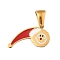 Christmas Theme 304 Stainless Steel Pendants, with Enamel, Golden, Santa Claus Letter Charm, Letter P, 9.5x17x1.5mm, Hole: 6x3mm