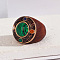 Flat Round Wood & Resin & Synthetic Malachite Finger Rings, 24mm, Inner Diameter: 18mm