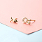 Brass Micro Pave Clear Cubic Zirconia Stud Earrings, Golden, Rabbit, 10mm