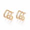 Brass Micro Pave Clear Cubic Zirconia Cuff Earrings, C-Shaped, Real 18K Gold Plated, 13x13.5x12~13mm