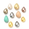 Shell Pearl Beads, Teardrop, Half Drilled, Mixed Color, 18~18.5x12.5~14mm, Hole: 1mm