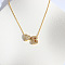 Heart Initial Brass Micro Pave Clear Cubic Zirconia Pendant Necklaces, Golden, Letter B, 16.14 inch(41cm)