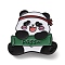 Panda Theme Enamel Pins, Alloy Lapel Pin Backs for Backpack Clothes, Panda Theme Enamel Pins, Alloy Lapel Pin Backs for Backpack Clothes, Struggling Panda, Dark Green, 32x33.5mm