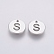 Non-Tarnish 304 Stainless Steel Charms, Flat Round with Letter, Stainless Steel Color, Letter.S, 10x1mm, Hole: 1mm