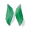 Frosted Resin Pendants, Leaf, Green, 29x10x3mm, Hole: 1.5mm, about 3087pcs/996g