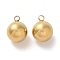 Ion Plating(IP) 304 Stainless Steel Charms, Round Charm, Real 18K Gold Plated, 13x10mm, Hole: 2mm