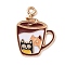 Alloy Enamel Pendants, Golden, Coffee Cup with Cup Charm, White, 25x19x1.5mm, Hole: 2mm