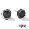Chic Brass Cubic Zirconia Stud Earrings, Fashionable and Versatile Accessories, Flat Round, Black, 10x10mm