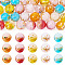 30Pcs 5 Colors Handmade Lampwork Beads, Round with Flower, Two Tone, Mixed Color, 12x12~12.5mm, Hole: 1.2~1.6mm, 6pcs/color
