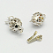 Brass Box Clasps, Round, Platinum, 16x8mm, Hole: 2mm