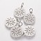 Non-Tarnish 304 Stainless Steel Pendants, Flat Round with Sun, Stainless Steel Color, 14x12x1.1mm, Hole: 3mm