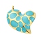 304 Stainless Steel Pendants, with Enamel, Heart Charm, Golden, Sky Blue, 25x24x4mm, Hole: 2mm