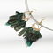Alloy Feather Chandelier Earrings, with Glass Seed Beads, Golden, Dark Slate Gray, 80mm