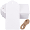 200Pcs Rectangle Paper Gift Tags, Hange Tags, with 30M Jute Cord, For Arts and Crafts, White, 9.5x4.5x0.01cm