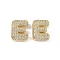 Brass Micro Pave Clear Cubic Zirconia Pendants, Letter E, 23.5x22.5x6.5mm, hole: 4x2.5mm