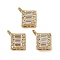 Brass Micro Pave Cubic Zirconia Pendants, Long-Lasting Plated, Cadmium Free & Lead Free, with Jump Ring, Real 18K Gold Plated, 10x8x4mm, Hole: 1.2mm