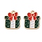 Alloy Enamel Pendants, Christmas Theme, Light Gold, Box, 18x15x1.2mm, Hole: 1.6mm