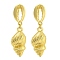 Rack Plating Conch Brass Stud Earrings, Cadmium Free & Lead Free, Real 18K Gold Plated, 39x11.5mm