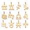 304 Stainless Steel Pendants, 12 Constellation/Zodiac Sign Charms, Golden, 27~34.5x19~29x1.5mm, Hole: 9.5~10x4~4.5mm, 1pcs/style, 12pcs/set