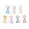 7Pcs 7 Colors Frosted Transparent Acrylic Double Heart Connector Charms, with Brass and 304 Stainless Steel Findings, Golden, Mixed Color, 24x10x5.5mm, Hole: 1.4mm and 2mm, 1pc/color