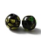 Handmade Lampwork Bead, Round, Green Yellow, 8x7.5mm, Hole: 1.2mm