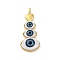 Rack Plating Brass Pendants, with Lampwork, Heart with Eyes Charms, Long-Lasting Plated, Lead Free & Cadmium Free, Golden, 60.5x25x10.5mm, Hole: 7x4mm